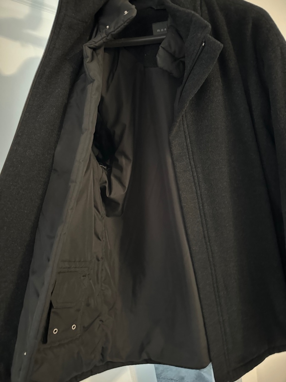 Men's Black Pea Coat - Wool-Blend Overcoat by Mantles - Picture 4 of 5